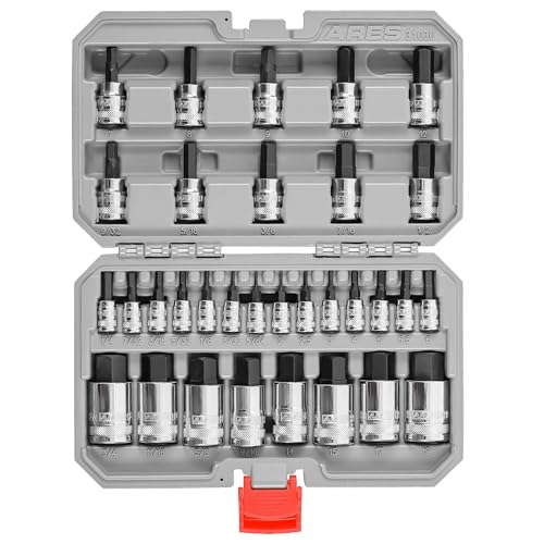 Image of ARES 31030 32-Pc Master SAE & Metric Hex Bit Socket Set - 1 /4,3 /8,1 /2-In