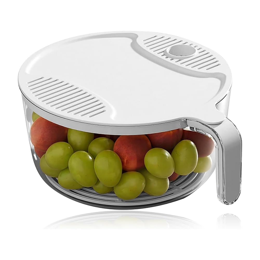 CTRLZS Rice Strainer, Beans Washer Strainers and Rice Washer Strainer Bowl with Cover Rice Cleaner for Vegetables White