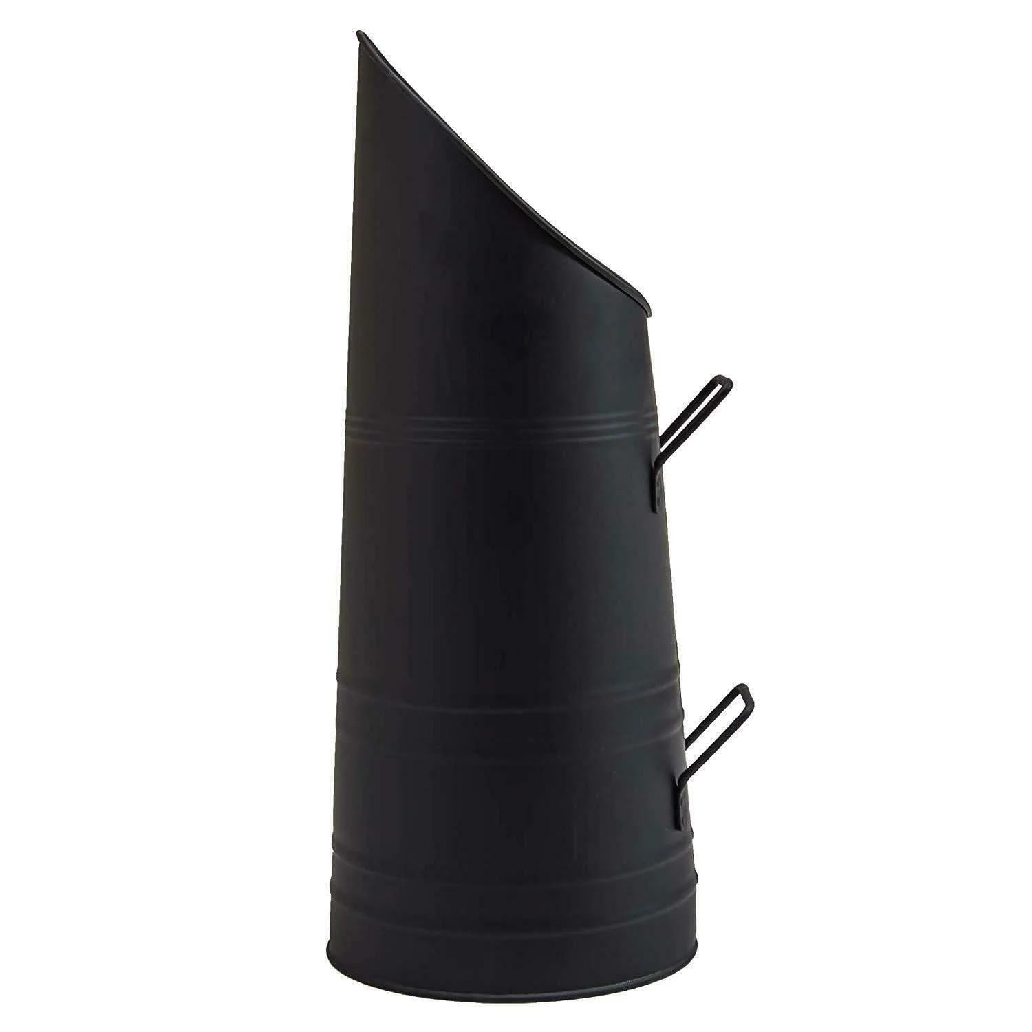 Srendi® Heavy Duty Anthracite 23" Coal Hod, Bucket Coal Scuttle Black Bronze Galvanised High Quality for Fireplace Fire Side Option with Shovel and Poker (Black Coal Hod)