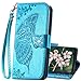 Designed for Moto G Stylus 5g 2022 Case Wallet,Women Flip Cover with Butterfly Embossed PU Leather Card Holder Slots Wrist Strap Protective Phone Case for Motorola Moto G Stylus 5g 2022 (Blue)
