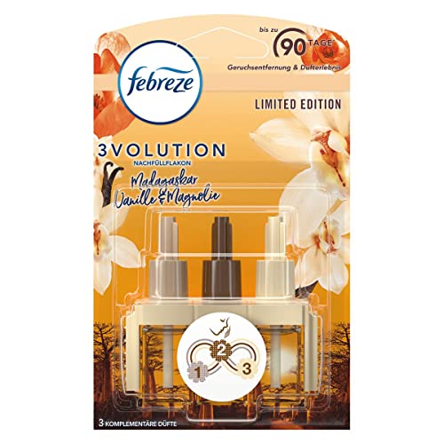Febreze 3Volution Madagascar - Recambio de ambientador de vainilla y magnolia, 20 ml, recambio para ambientador y ambientador