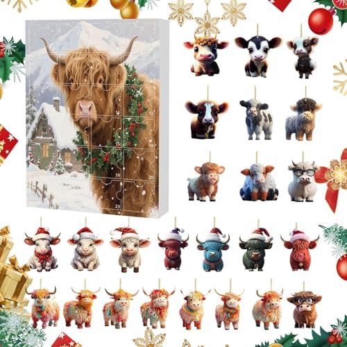 Highland Cow Christmas Advent - 24Ԃ̃JEg_EJ_[NX}X̃I[igA2DANAj}I[ig c[EBhE  hA  obN~[ obNpbN 