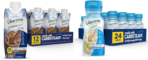 Glucerna Diabetic Nutrition Shakes Bundle - Chocolate Protein 30g 150 Cal, 12 Ct & Homemade Vanilla 10g 180 Cal, 24 Ct