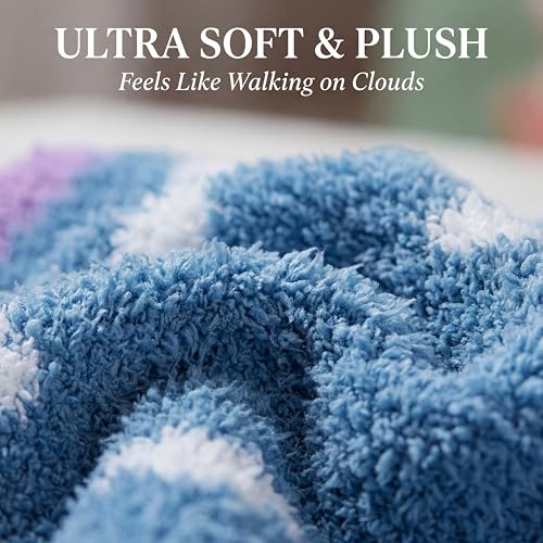 Image of Tipi Toe Womens Fuzzy Crew Socks with Anti Slip Grips Warm Cozy Fluffy Winter Slipper Socks Non Skid Home Socks for Women