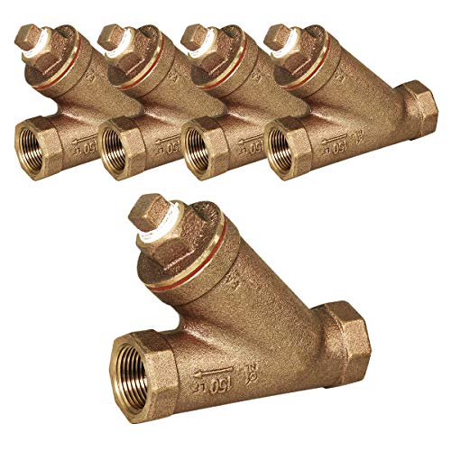 Image of Midline Valve 322U334-5 Y-Strainer with Stainless Steel Mesh Screen, Pipeline Filter Valve 1-1 /2 in. FIP, Cast Brass (5 Pack)