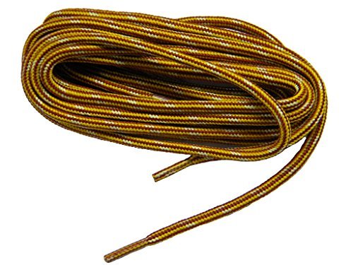 Greatlaces 2 pair pack round Gold Yellow Tan proTOUGH Heavy Duty 6mm thick 3/16 Kevlar Reinforced boot laces shoelaces