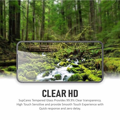 Image of SupCares Tempered Glass for Samsung Galaxy S22 Plus and Galaxy S23 Plus (6.6 Inch) With Installation Kit | Military-Grade Gorilla Screen Protector | Edge to Edge Coverage | Black