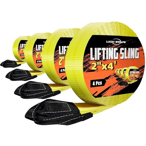 Sangle en polyester robuste pour palan, lot de 4 sangles de levage à œillets torsadés durables