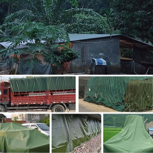 8' x 8' Waterproof Canvas Tarp 25 Mil Thick UV Resistant Rustproof Grommets Heavy Duty Outdoor Cover for Camping Tarpaulin Protective Drop Cloth Multi Purpose Use