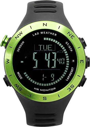 LAD WEATHER Altimeter Barometer Compass Watch + Heart Rate Monitor Thermometer USB Rechargeable