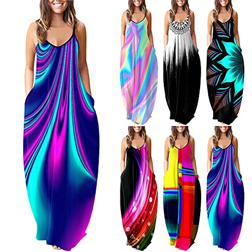 Tavorpt Maxi Dress for Women Plus Size Spaghetti Strap Sexy Sleeveless Plus Size Cami Long Maxi Dress Beach Summer Dress