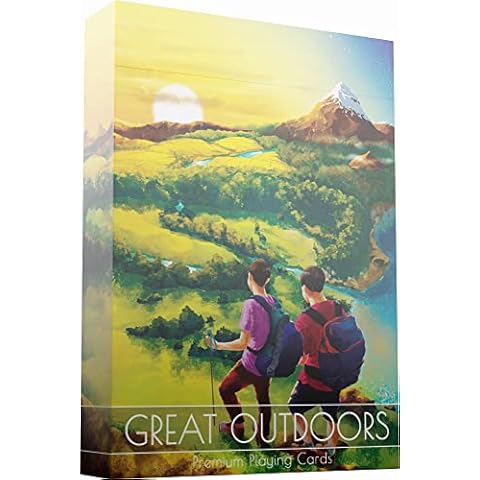 Great Outdoors Playing Cards, 30 Hand-Drawn Sport and Outdoor Activity Designs with Hiking, Snow, Hunting, Premium Deck of Cards with FREE Card Game eBook, Cool Poker Cards, Standard Size Playin Cards Cover