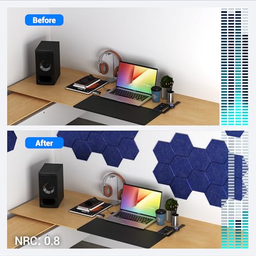 Image of Acoustic Panels, Magrowill 12-Pack Soundproof Wall Panels 14 X 12 X 0.4 Inches, Sound Absorbing Panels with Full Self-Adhesive, Interior Wall Decor Felt Tiles Board