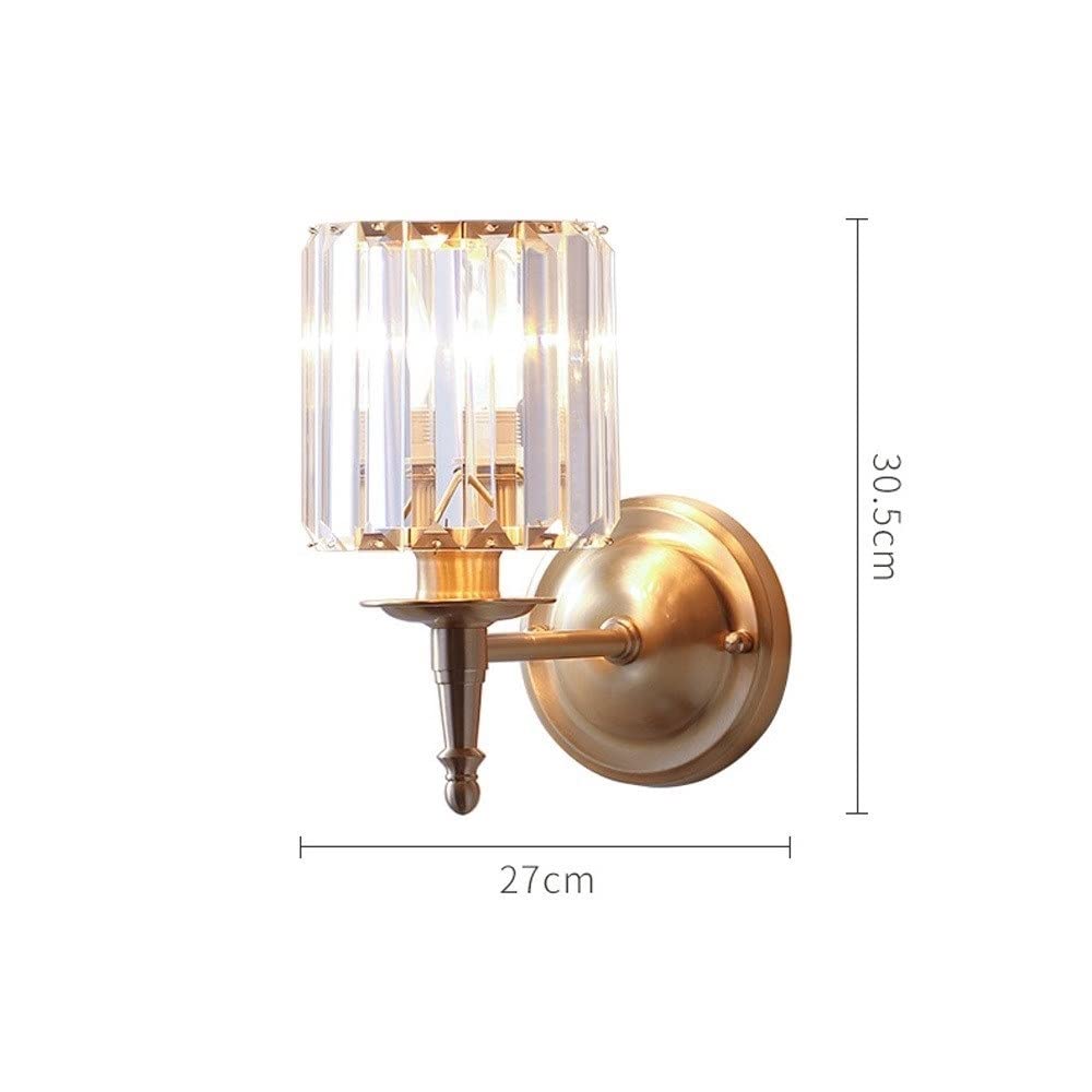 Aplique de Pared de Cristal con Acabado Dorado Cepillado, Estilo Moderno de Mediados de Siglo, iluminación Sencilla para Interiores, Ideal para Sala de Estar, Dormitorio, mesita de