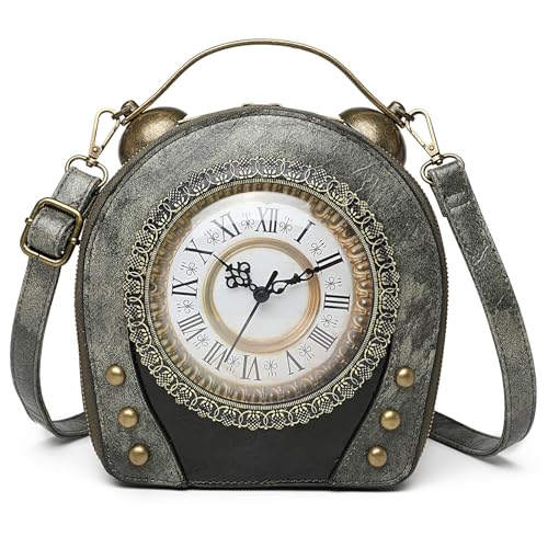 Image of Women PVC Clock Shaped Handbag Crossbody Shoulder Bag Clock Purse