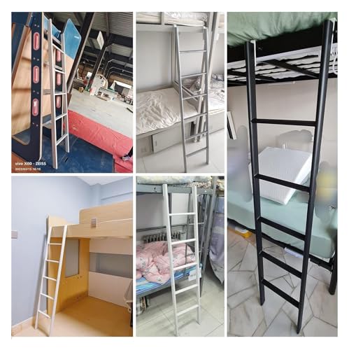 Escalera de gancho ajustable blanca de 1,5 m para camas elevadas y sótanos 3