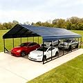 Heavy Duty Metal Carport Galvanized Steel All Weather Carport Canopy with Anchor Kit for RV Boat Truck Tractor Garage Shelter in 10x20 12x20 20x20 20x30 20x40 FT Easy Assembly Carports Kit (20x40 FT)