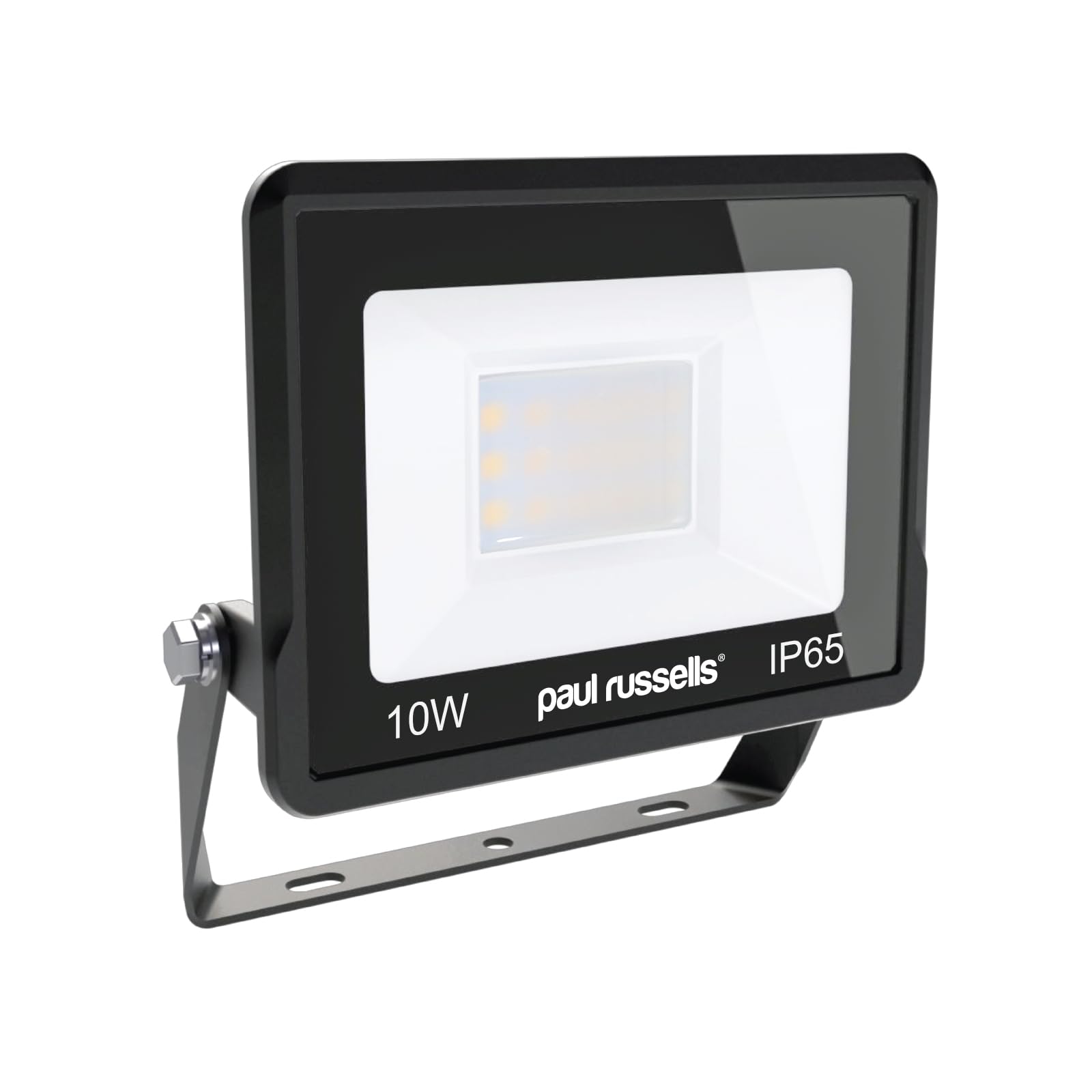 Paul Russells Black 10W Led Outdoor Floodlight - 1000Lm Bright Security Lights, Ip65 Waterproof, Daylight 6500K White, Garden & Outdoor Wall Lights For Garden, Garage Lighting, Warehouse, Energy-Efficient
