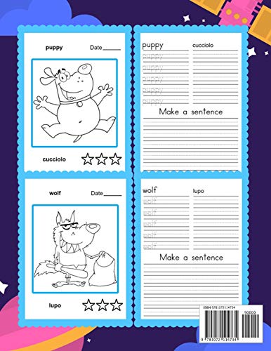 Independently Published Kinderprep, Professional Easy English Italian Language Learning Books For Kids To Beginners Adults: Learn Italian-English The Fast And Fun Way With Basic Animals Flash Cards ... thumb #1