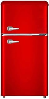 自立型冷蔵庫冷蔵庫、両開きドアレトロ冷蔵庫、冷蔵+冷凍、容量118L、7速制御、450 * 445 * 900mm,赤