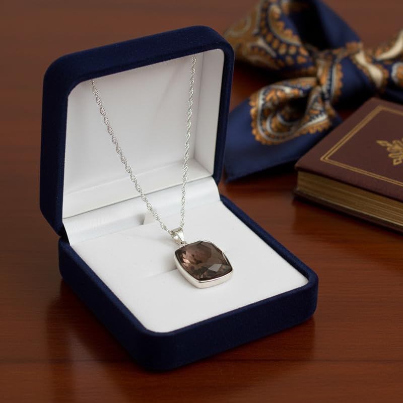 Collier quartz brun rectangulaire bijou naturel pour style bohème chic