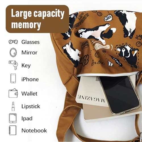 Canvas Messenger Bag Crossbody Shoulder Bag Tote Bag Canvas Bag With Little Dog Pattern3