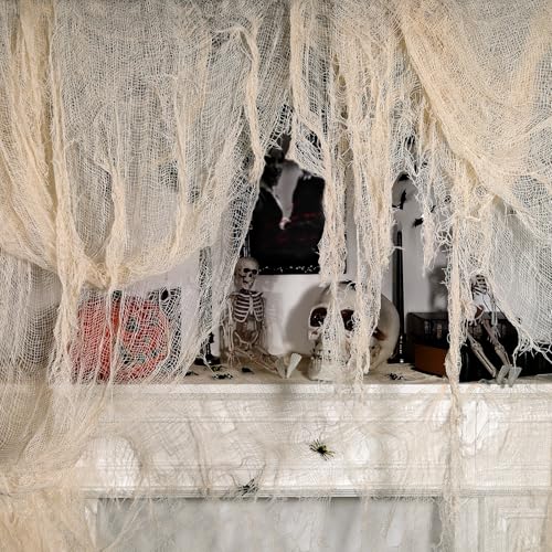 ZYP 315 x 78.7in Halloween Creepy Cloth Beige Spooky Fabric Gauze Spooky Giant Cheese Cloth for Halloween Party Supplies Decorations