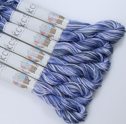 Image of KCS Big skeins of 25 Meters Size 25 Color Variegated Cross Stitch Stranded Threads,6 skeins,4235
