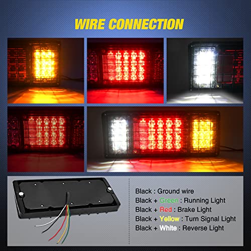 Image of Nilight 2PCS Trailer Tail Light Kit 40 LED Running Brake Turn Signals Reverse lights Waterproof for 10-30V Truck RV UTV Camper Van Boat