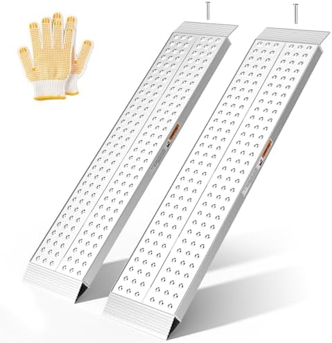 KOLOTOOL Aluminum Shed Ramp 55" L x 12" W Loading Ramps 3000 Lbs Capacity Lightweight Portable Ramp Anti-Slip Waterproof for ATV Lawn Mower Golf Cart Dirt Bike Motorcycle Garden Tractor 2Pcs