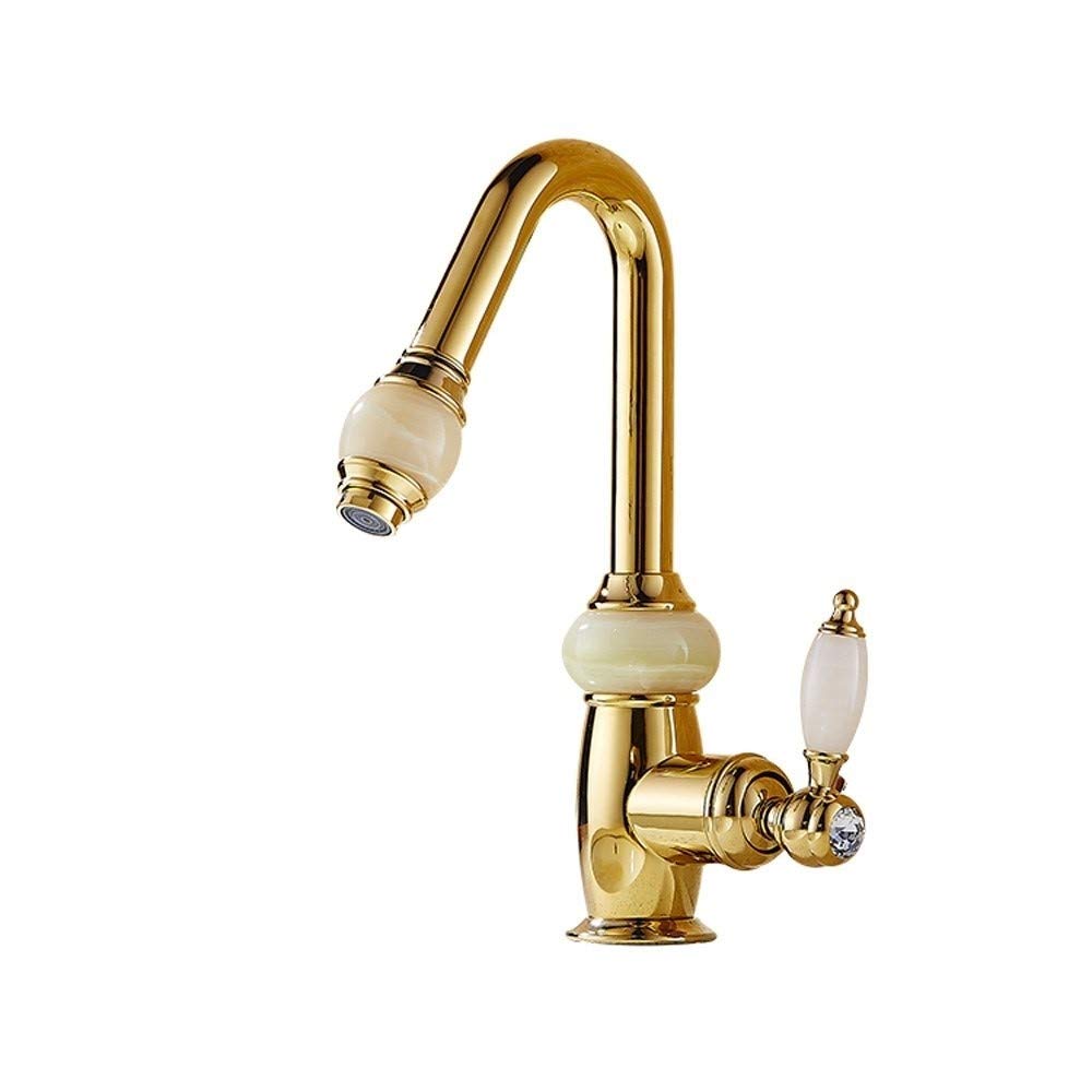 Mitigeur de cuisine avec douchette extractible en laiton pour évier vintage