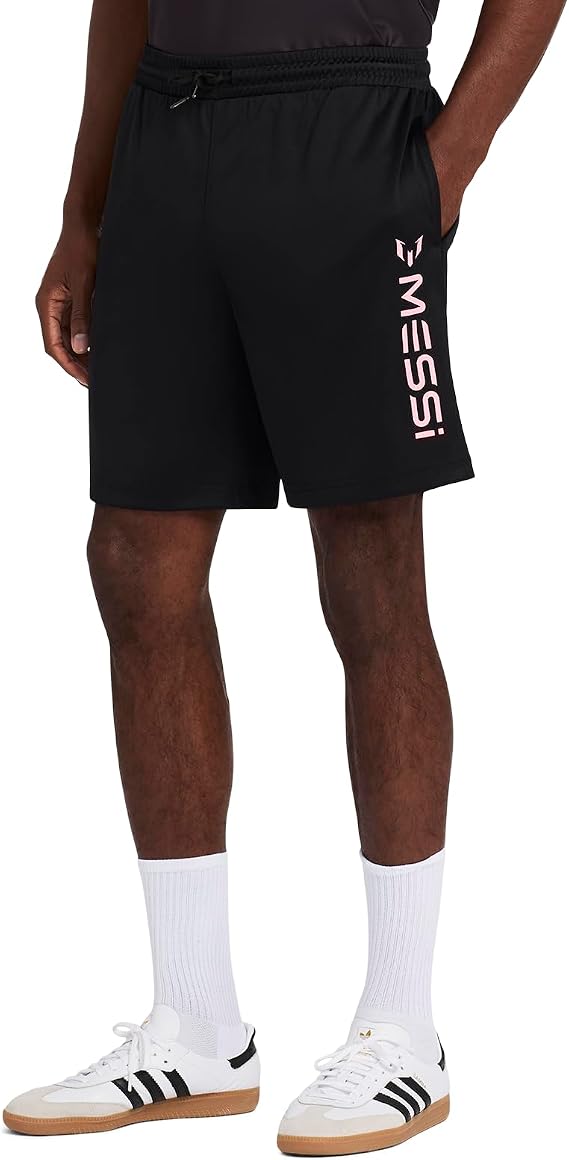 Messi Men's Lifestyle Vertical Icon Shorts with Drawstring, Comfortable Fit, 100% Polyester