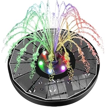 SZMP Fontana Solare con Pannello in Vetro 100% Aggiornato,Pompa per Fontana Solare da 3.5W con 8 Ugelli e 4 Fissatori,per Bagno per Uccelli,Acquario,Stagno o Decorazione del Giardino