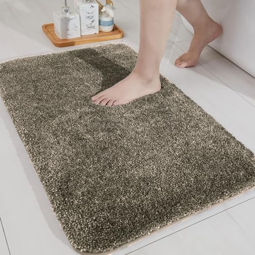 Image of Flooring India Co Newman Rectangular Bath Mat 2500 GSM Super Soft Microfiber Anti Skid Slip Water Absorbent Bathroom Mats for Bedroom, Home, Door (40X60 CM, Taupe)
