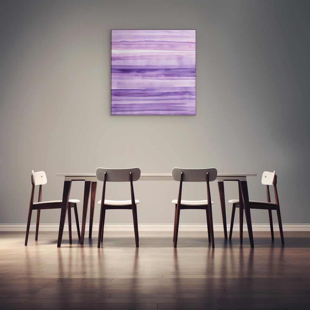 Canvas for Living room. Gradient Serenity in Purple Hues � A Watercolor Study of Line and Tranquility, 27 x 18 inch Canvas Wall Art - Contemporary Masterpieces - Modern Home Decor