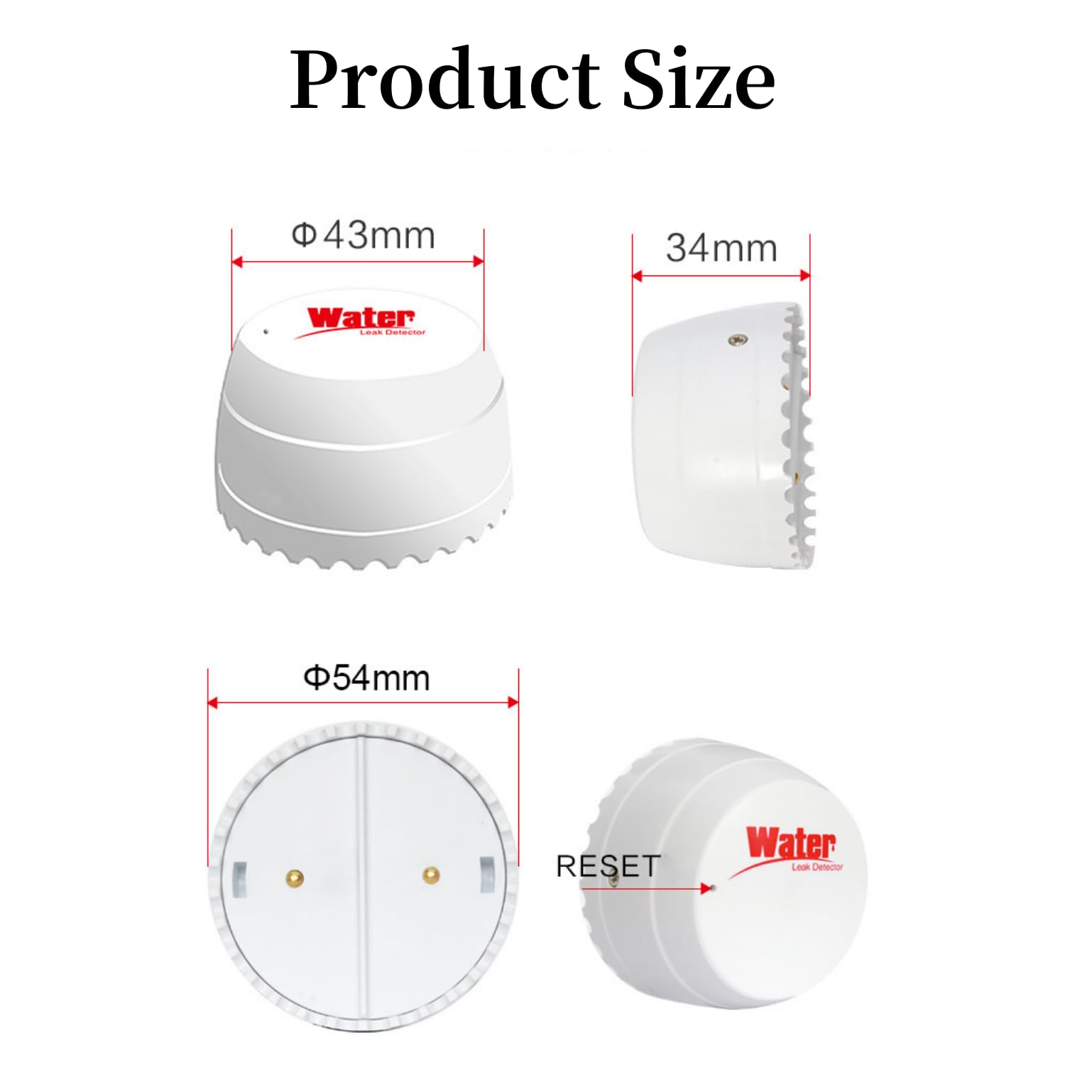 4 Pack Sensor WiFi de Alarma Fuga Agua 100dB con Alertas App Detector Inundación Grado Comercial para Equipo Piscina de Hotel Centro Datos
