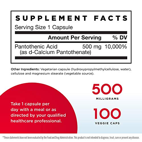 Jarrow-Formulas-Pantothenic-Acid-B5-500-mg-100-Veggie-Caps-Essential-B-Vitamin-Energy-Production-Metabolism-Support-100-Servings-Pack-of-3