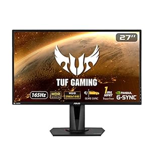 ASUS VG27AQZ Monitor HDR TUF Gaming, 27 Pulgadas, WQHD (2560 x 1440), IPS, 165 Hz, Extreme Low Motion Blur Sync, G-SYNC Compatible, Adaptive-sync, 1 ms (MPRT), HDR10