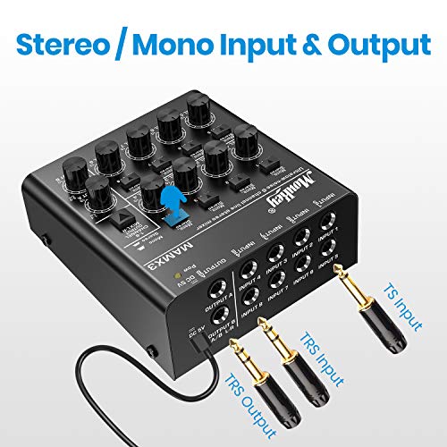 Moukey 8 Kanal DJ Mixer Mischpult, Musik Mixer tragbar, 8 Stereo Mini Audio Mixer DC 5V für kleine Clubs Bars Mikrofon… - Image 3