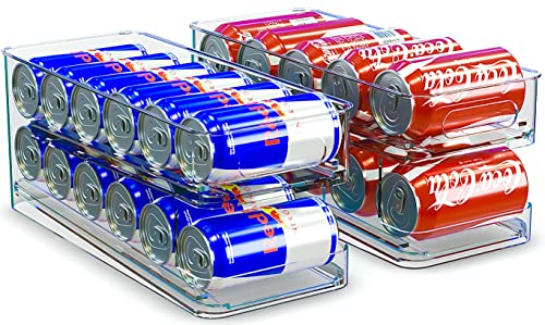Unique Impression Set of 2 Rolling Can Dispensers - Fridge Storage Organiser for Fizzy Drinks, Soda, Juice, Bottles - Organiser Your Cupboard, Countertop,Kitchen, Pantry, Cabinet, Sauces