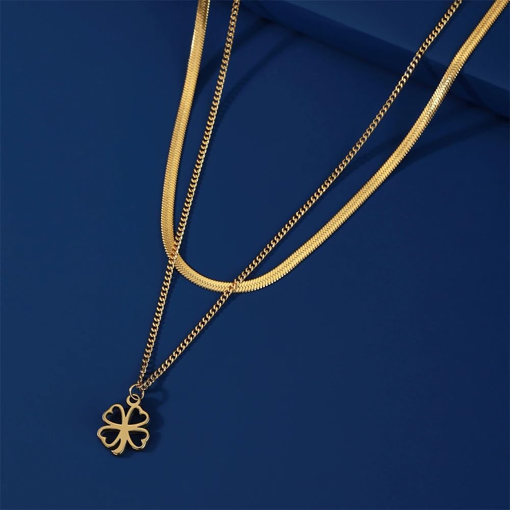 HHRLCH Halskette mit vierblättrigem Kleeblatt aus 925er-Sterlingsilber für Damen und Mädchen, minimalistischer Kleeblatt-Anhänger – Halskette mit vierblättrigem Kleeblatt, Alhambra-Halskette,