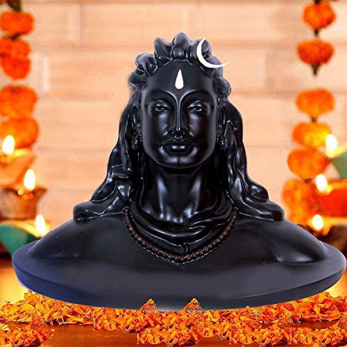 JAIPUR ACE Adiyogi Shiva Statue for Car Dash Board, Pooja & Gift, Mahadev Murti, Idol, Lord Adiyogi Shankara for Home & Office Decor (ADIYOGI JI in Black) (Adiyogi), Resin