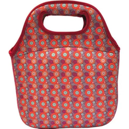 Bolsa Multiuso Light Pulse, Bolsa Térmica com Alça, Estampa Colorida de Círculos, Vermelho e Roxo