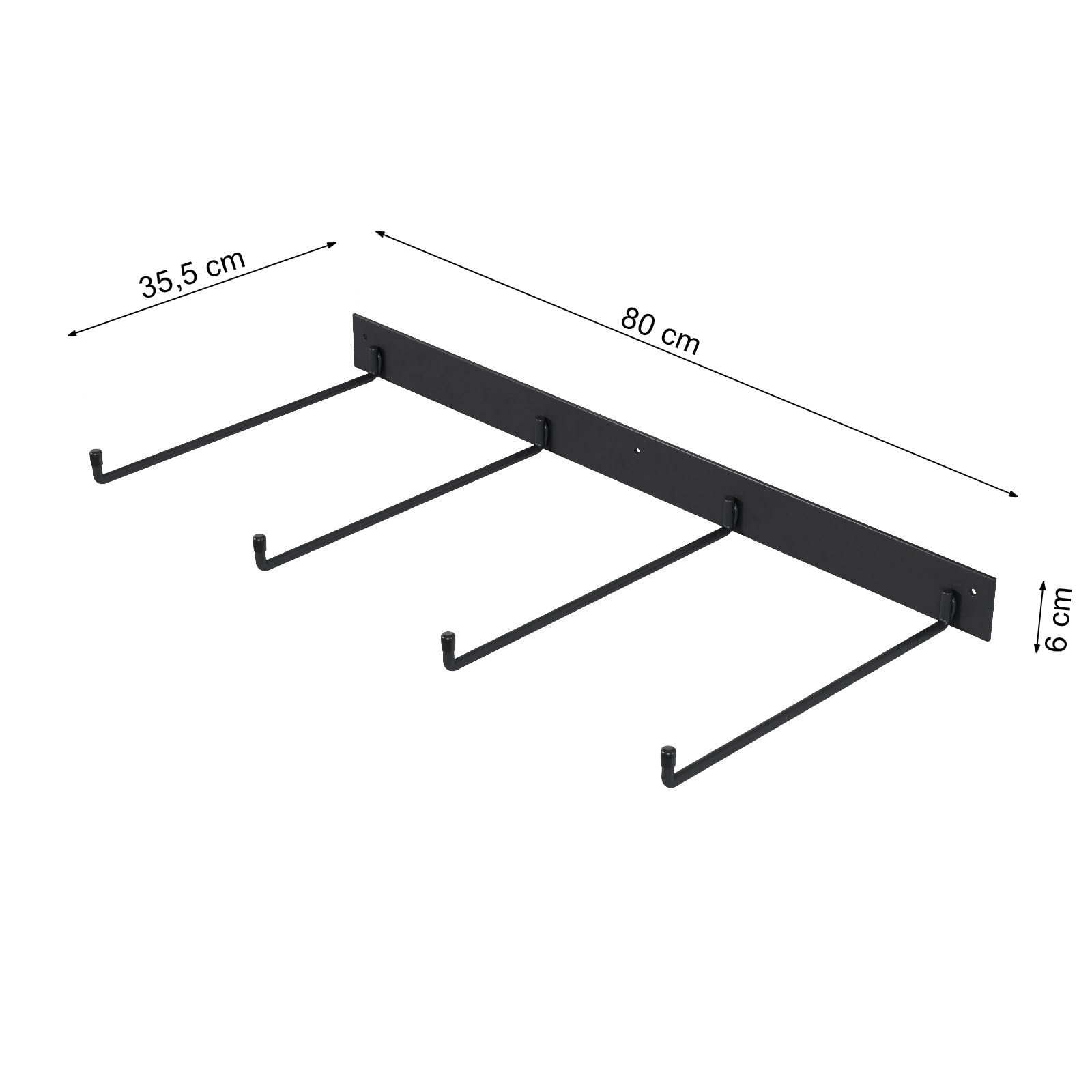 QLS Doppel Wandhalterung für 20 Klappstühle Stahl 35,5x80x6 cm Schwarz | Pulverbeschichtete Konstruktion zum Anschrauben mit Montagesatz für platzsparende Aufbewahrung von bis zu 20 Klappstühlen