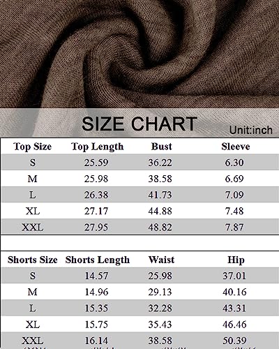 Difficort Women's Pajama Sets Short Sleeve Shirt And Shorts Set 2 Piece Pjs Loungewear,Brown,Small #TOP4