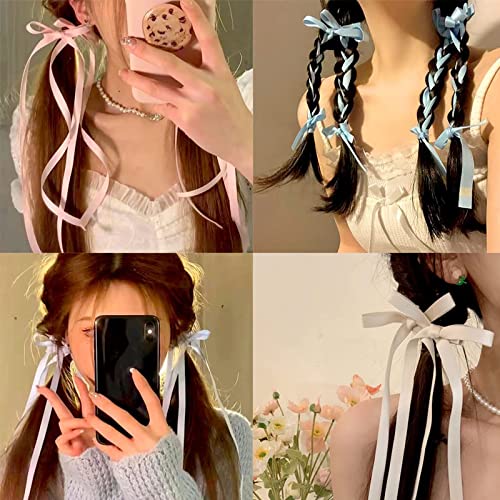 2Pcs Hair Bows Clips For Women-Long Velvet Bow Hair Ribbons Barrette Snap Bow Hair Clip-Hair Accessories Gift For Teen Girls (6Pcs Blue+Pink+Off White) #TOP3