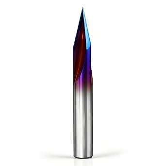Engraving CNC Wood Carving Router Bit with Nano Blue Coated Tungsten Soild Carbide V Groove Endmill Bit Profile Router Bits for Sign Making 30 Degree