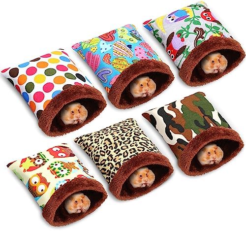 Mixweer 6 Pieces Hamster Sleeping Bag Rat Hamster House Bed Guinea Pig Hideout Small Pet Animal Nest Snuggle Sack Hideout Pouch Winter Sack Cage Nest Bed for Guinea Pig Squirrel Ferret Chinchilla