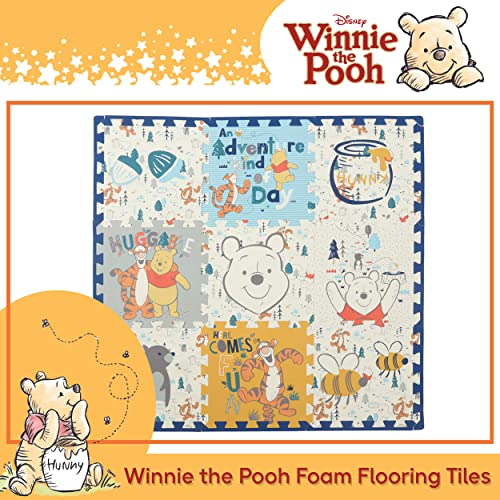 Disney Winnie The Pooh Eva Foam Mat, Winter Prairie Interlocking Eva Foam Flooring Tiles, Yellow, 36 X 36 Inches #TOP1
