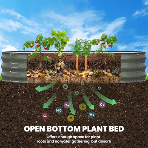 Image of Pattiumo Galvanized Raised Garden Bed 6x3x1 FT, Oval Metal Raised Garden Bed Outdoor Planter Box with Open Bottom, Rust-Resistant Steel Garden Bed for Vegetables Herbs Flowers, Easy Assembly